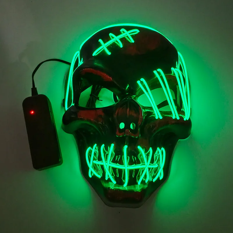 Maschera scheletro incandescente LED Clown Killer Mask Ball Masquerade Bar DJ Accessorio cosplay Teschio rosso Maschera LED Maschera Hip Hop da uomo