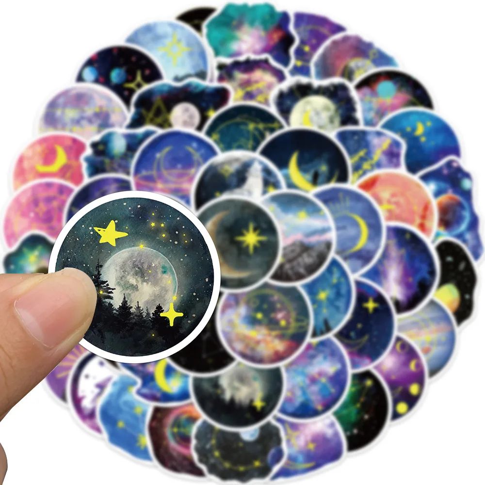 10/30/50pcs Moonlight Planet Aesthetic Stickers Cute Decal Toy Decoration DIY Notebook Phone Skateboard Bike Guitar Kids Sticker