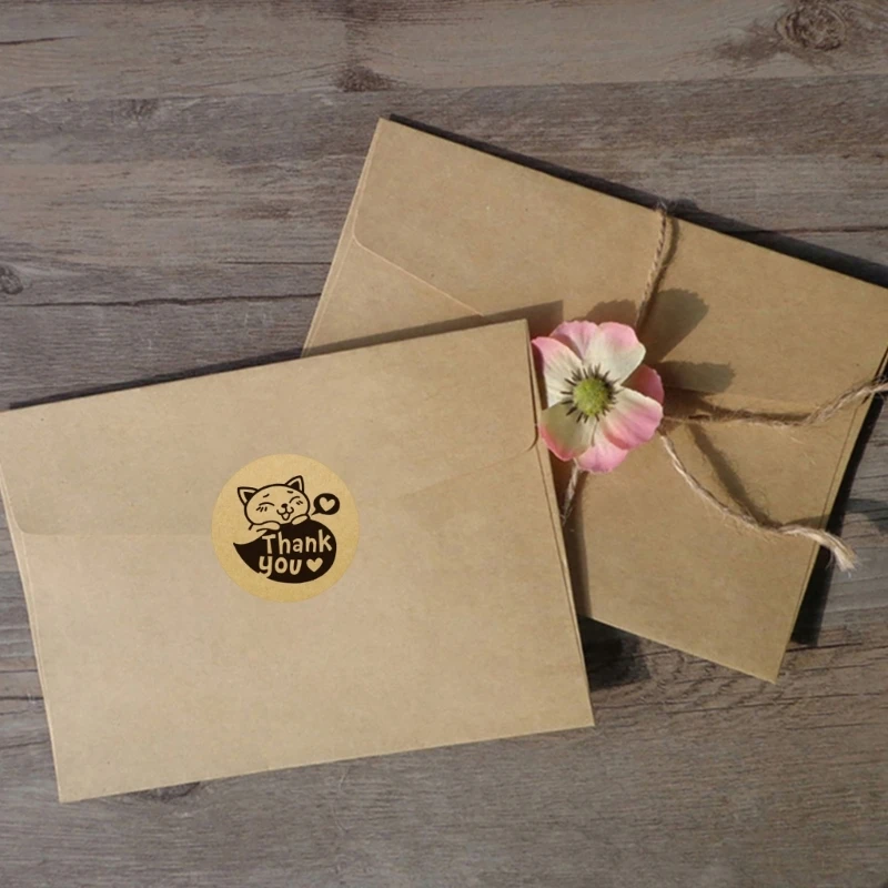 

2.5cm Round Thank You Label Sticker 500Pcs Per Roll Adhesive Paper Label For Christmas Gift Packaging Holiday Decoration H8WD