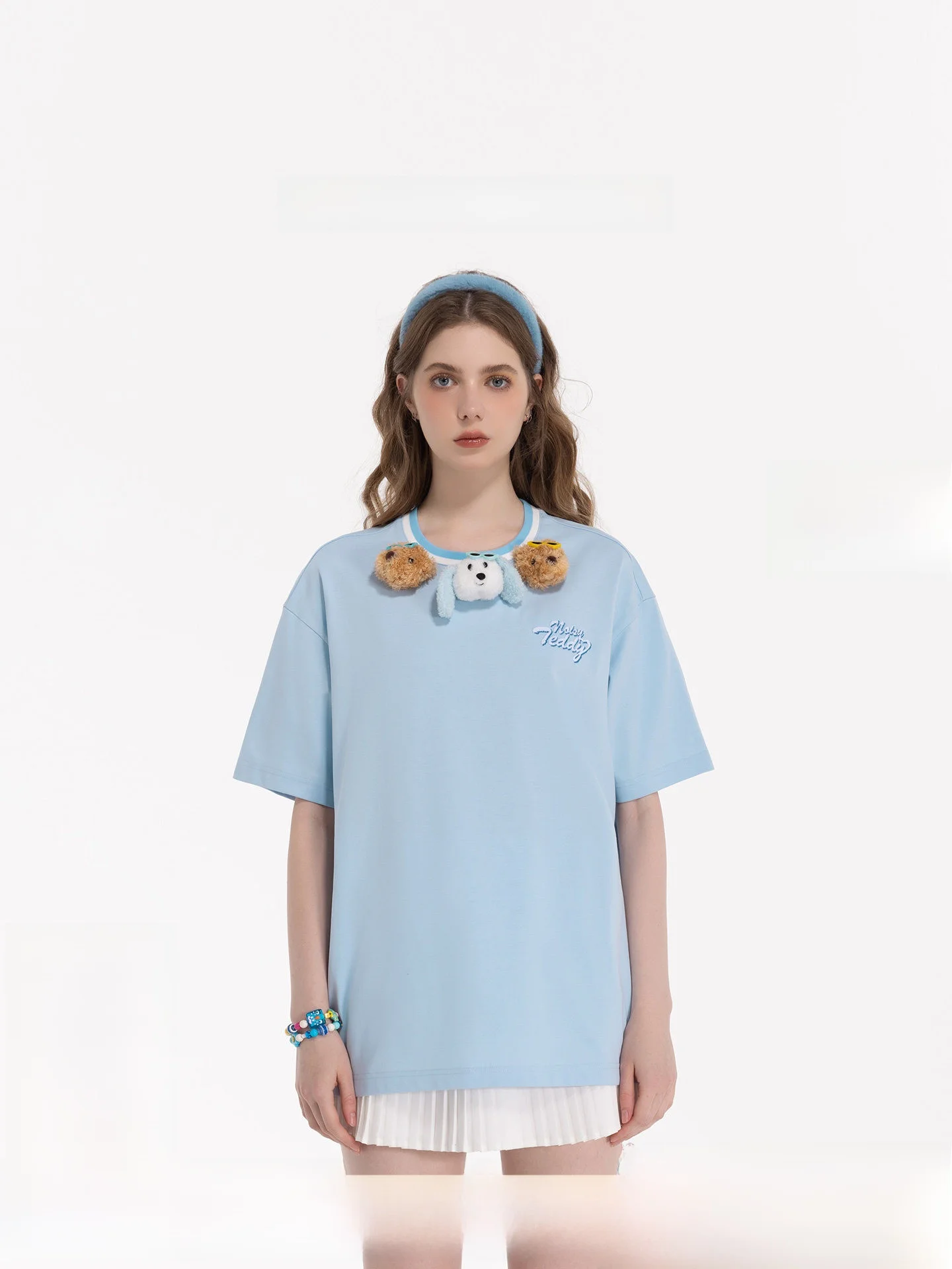

Футболка унисекс Noisy Teddy с круглым вырезом и коротким рукавом, с милым дизайном куклы, летняя, новая модная, из смесового хлопка и полиэстера, свободного кроя
