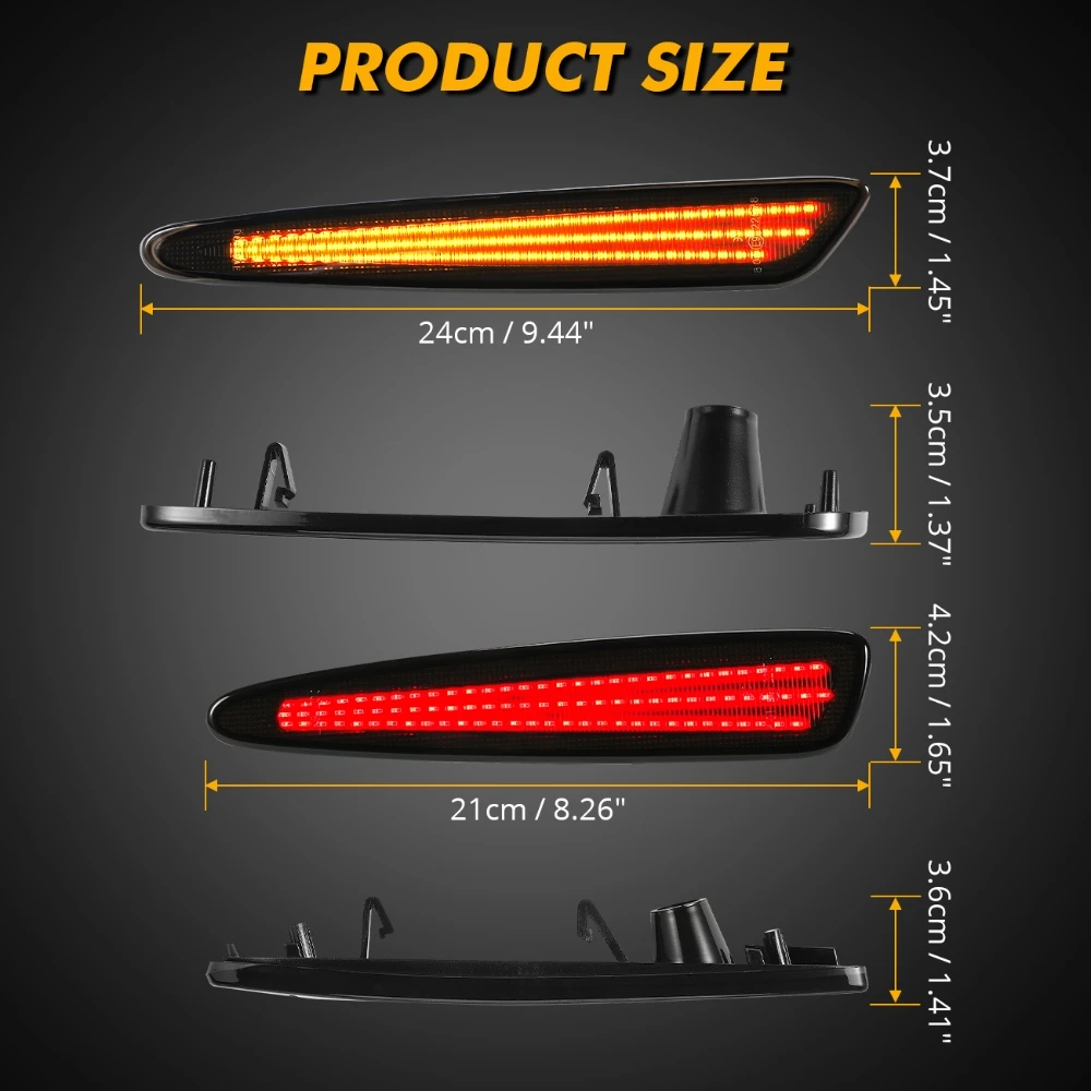 LED Front & Rear Fender Wheel Side Marker Light Smoked Lens 3 Row Amber Red White Light For Chevrolet Corvette C6 2005-2013