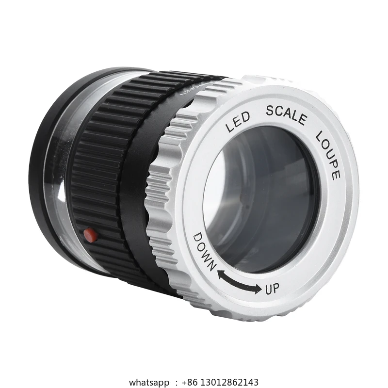 

40X увеличительное стекло с двойной линзой и шкалой с лампой портативной идентификации ювелирных изделий высокой четкости