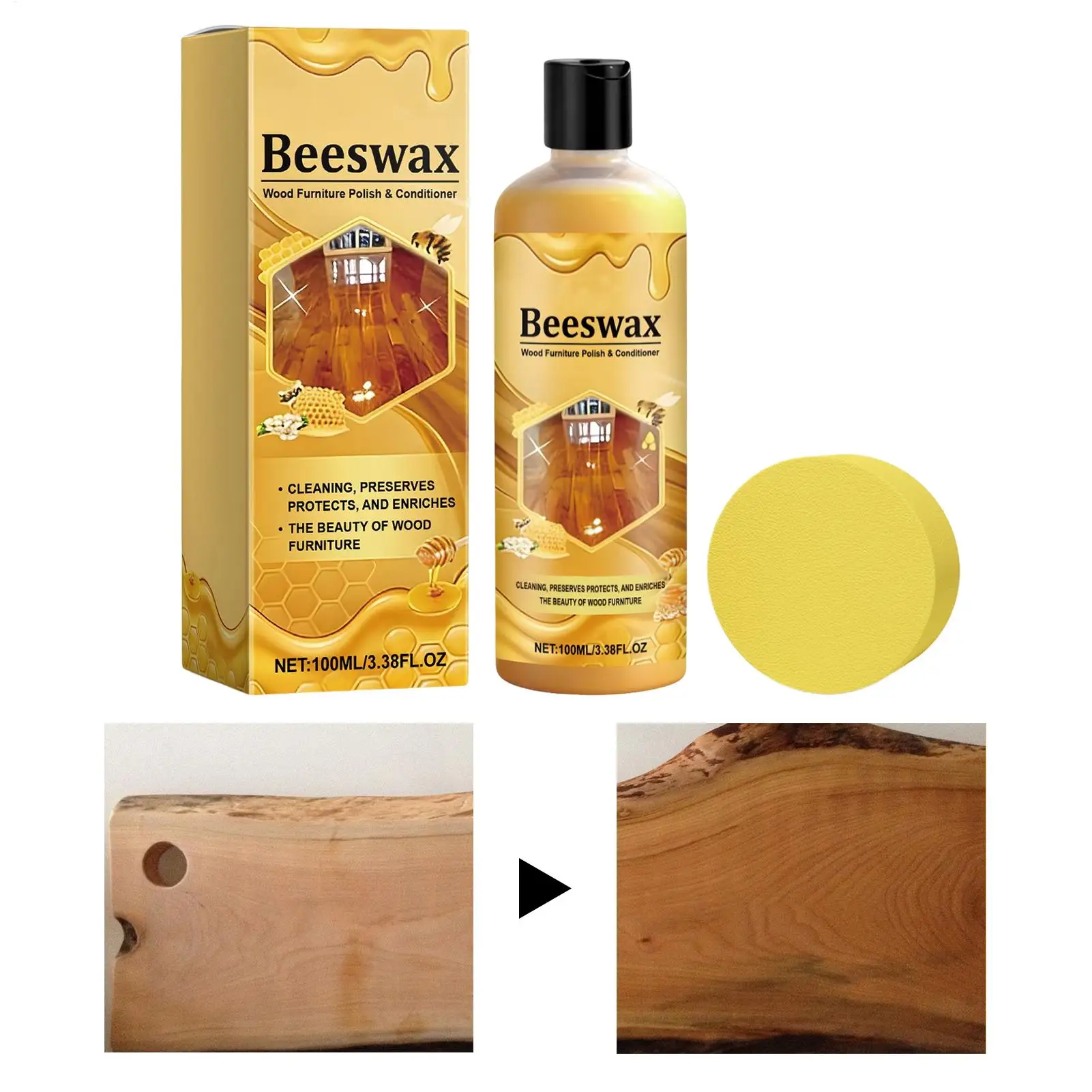 Cera para acabado de madera de 100ml, cera limpiadora de brillo duradero, cera para el cuidado y mantenimiento de muebles, solución completa para limpieza y pulido de madera