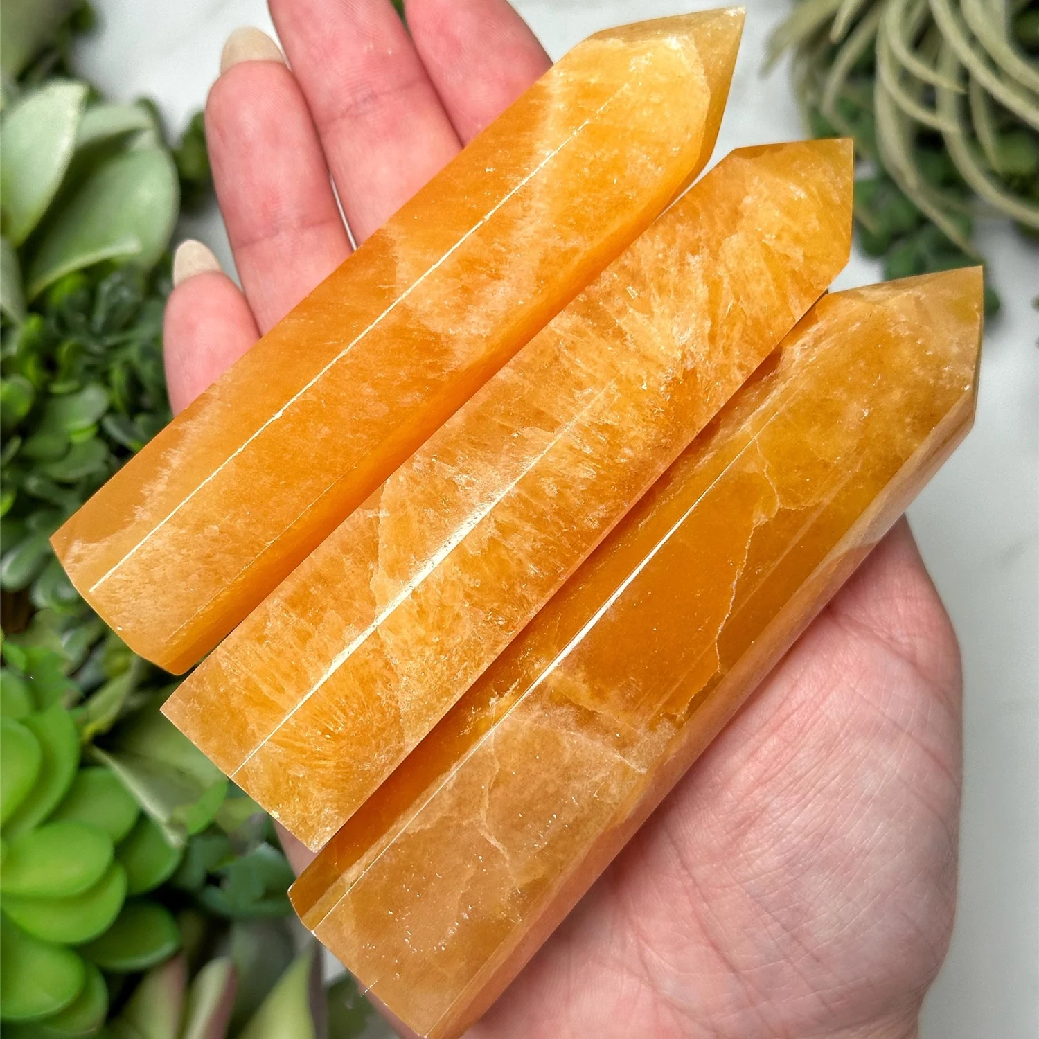 1pc Natural Honey Orange Calcite Obelisk, Crystal Tower, Home Decoration, Reiki Healing, Crystal Collectible, Holidays Gifts