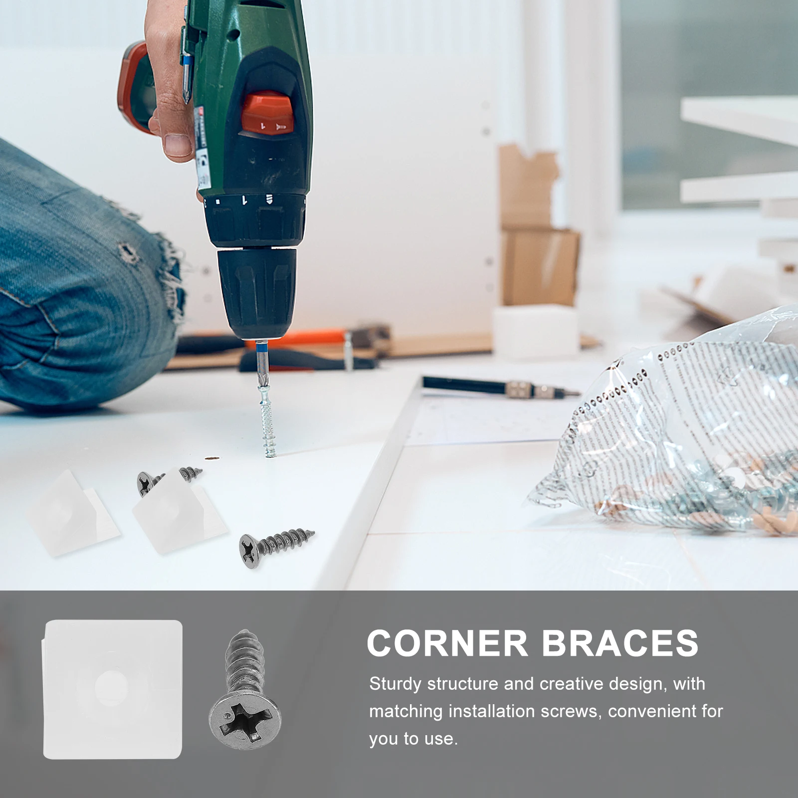 120 set Corner Gusset Bracket Plastic Angle Brackets For Cabinet Shelf Adjustable Fastener Connector Support Bracket Hardware