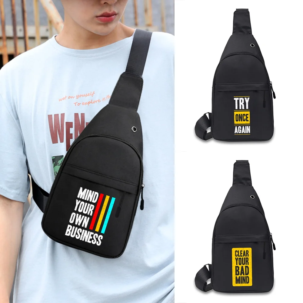 2023 Fashion Shoulder Chest Bag Men's One Casual Messenger Fanny Pack Phrase Print Multifunctional Outdoor Sports Canvas Bags