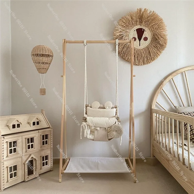 Korean Style Indoor Hanging Chair,Baby and Household Swing,Rattan Small Basket Chair,Child-Friendly Leisure Seat,Home Nursery view 2