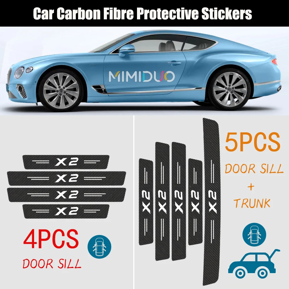 Car Door Sill Protector Sticker For BMW X2 Car Threshold Carbon Fiber Protective Stickers Car Interior Door Sill Anti Scratches
