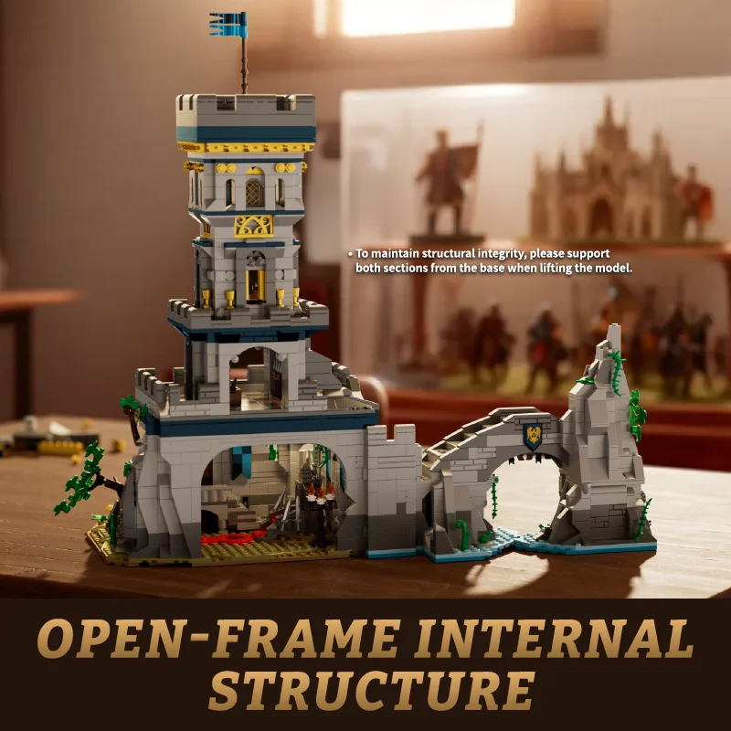2363PCS Medieval Fortress Building Blocks Street View Model Toys Foldable Nest City Azure Throne Bricks Desktop Ornaments For Ideal Gifts view 5
