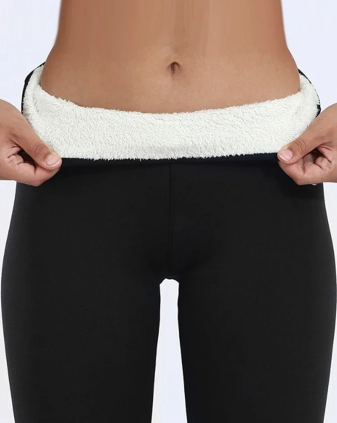 Leggings deportivos de cintura alta para mujer, pantalones de forro polar, informales, lisos, ajustados, diarios, largos, cálidos, a la moda, otoño