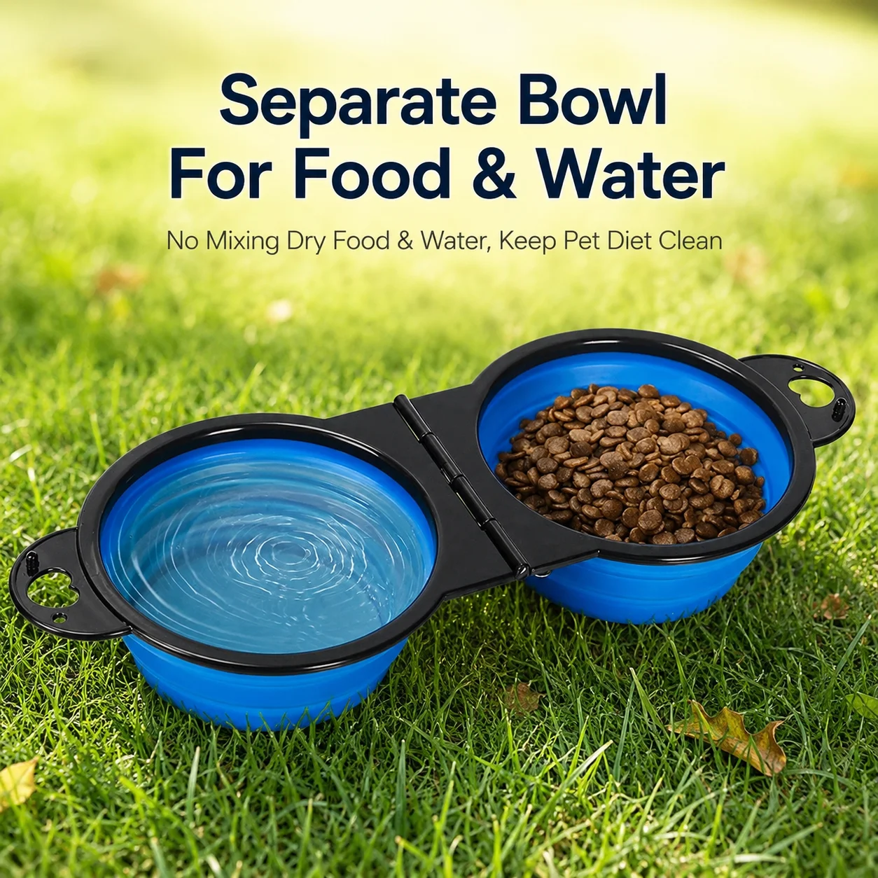 Collapsible Double Silicone Pet Bowl Portable Dog Cat Food Water Dish Outdoor Travel Walking Camping Feeder