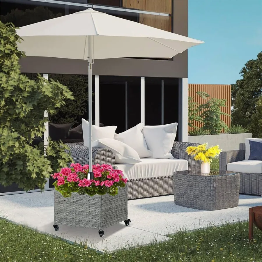 Schirmständer, Außensockel mit 4 Rädern, robuster Terrassenschirm-Übertopf für Garten, Hinterhof, Deck, Pool, langlebig
