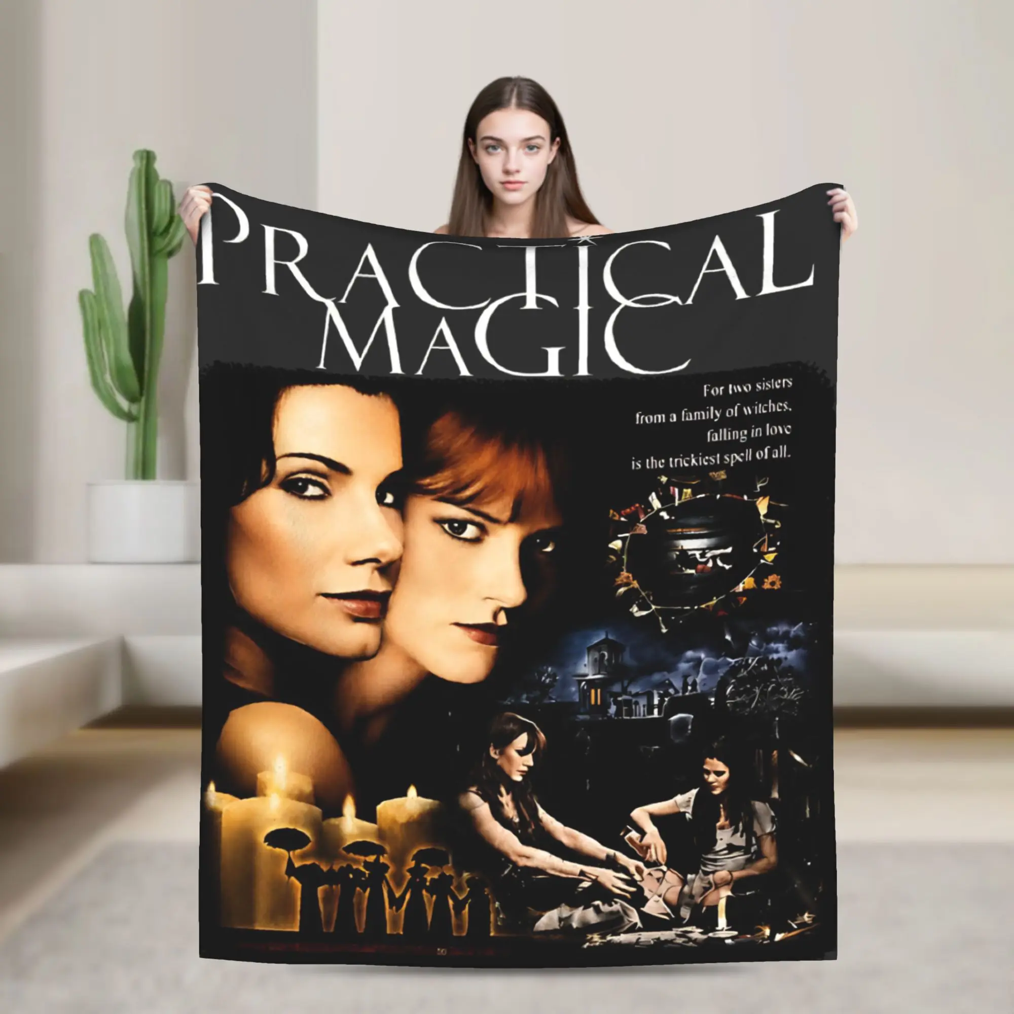 Practical Magic Witch Sisters Witchcraft Spellcasting Occult Gothic Blanket Flannel   Throw Blankets for Sofa Rug Piece