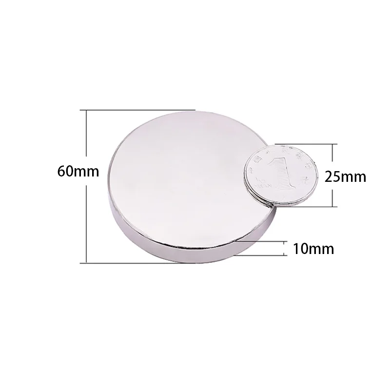 1/2/3PCS 60x10mm  Neodymium Magnets 60mm x 10mm N35 Permanent Round Strong Magnet Super Powerful NdFeB Magnetic Disc