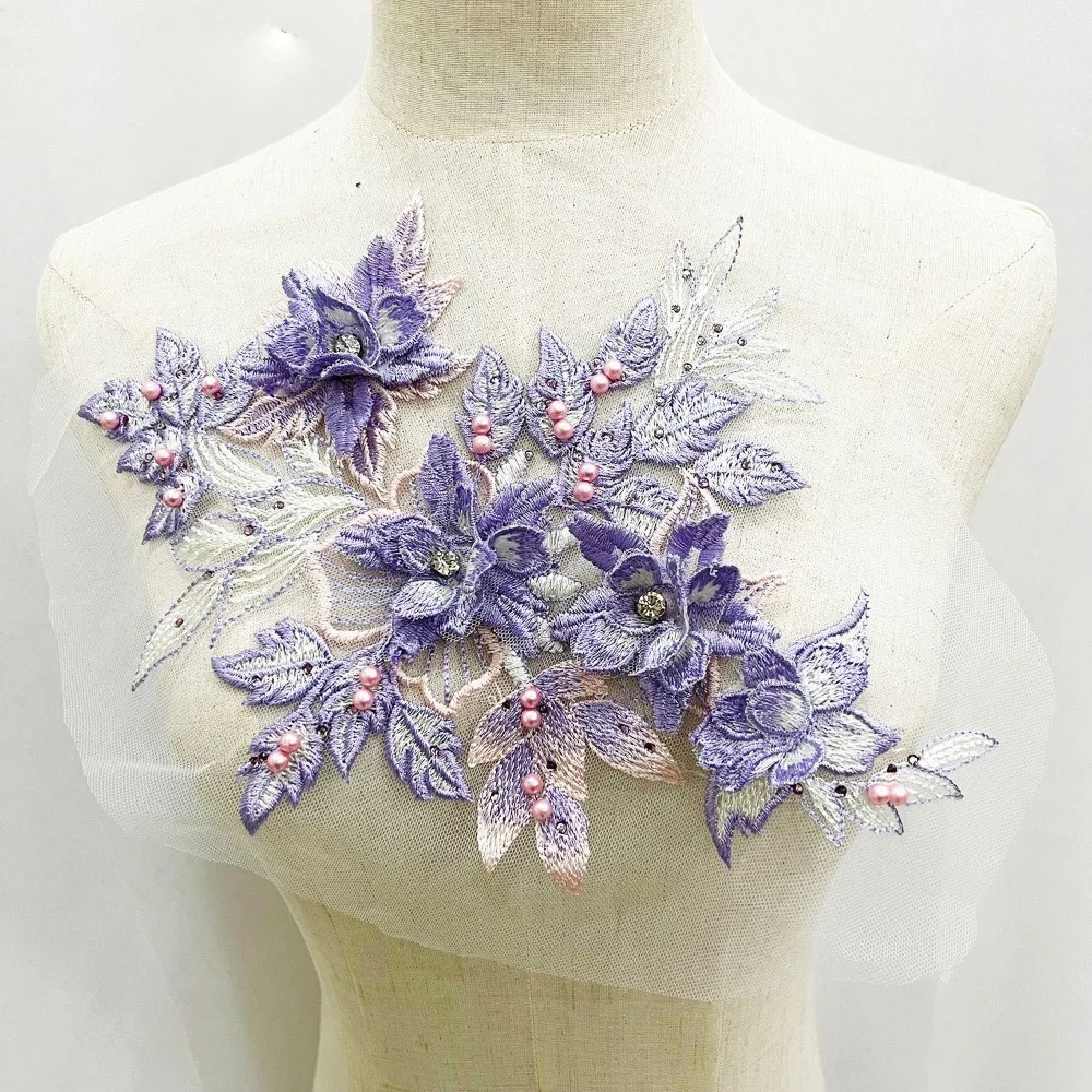 

Sequins Flower 3D Embroidery Patches Handmade DIY Embroidered Floral Patches Clothing Applique Sewing On Patches
