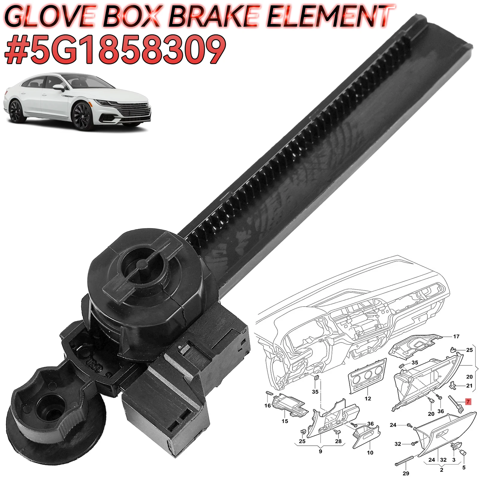 Car LHD Glove Box Brake Element For VW Golf 7 GTI R Line Passat B8 CC Touran 5T Tiguan 2 T-Roc Arteon Skoda kodiaq GT 5G1858309