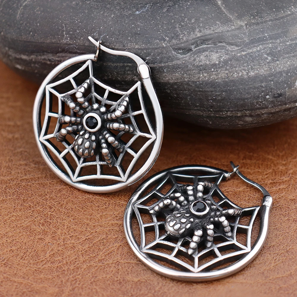 

Punk Goth Animal spider Earrings For Women Stainless Steel Handsome Men Personality Motorcycle Animal Earrings Halloween Jewelry
