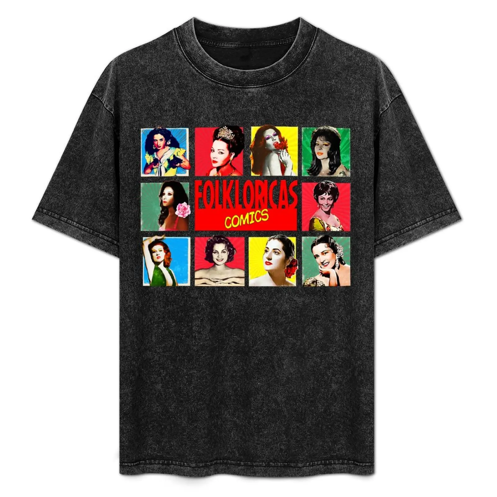FolkloricasReinas de la copla Camiseta de cómics vintage, camiseta deportiva informal de algodón de manga corta