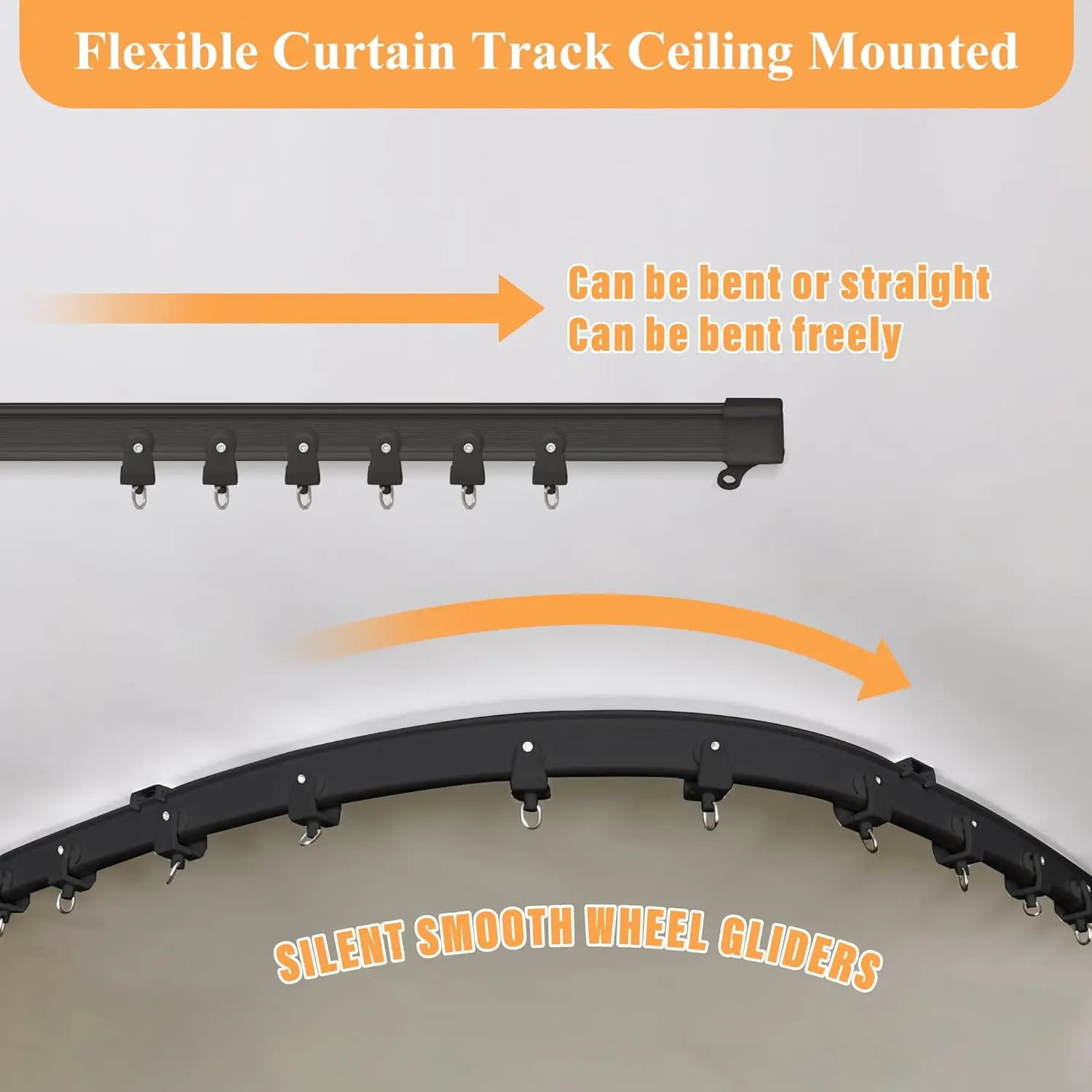 Ceiling Curtain Track Sets Room Divider Curtain Ceiling Track For Curtain Flexible Curtain Track Window Blackout Curtains,W120