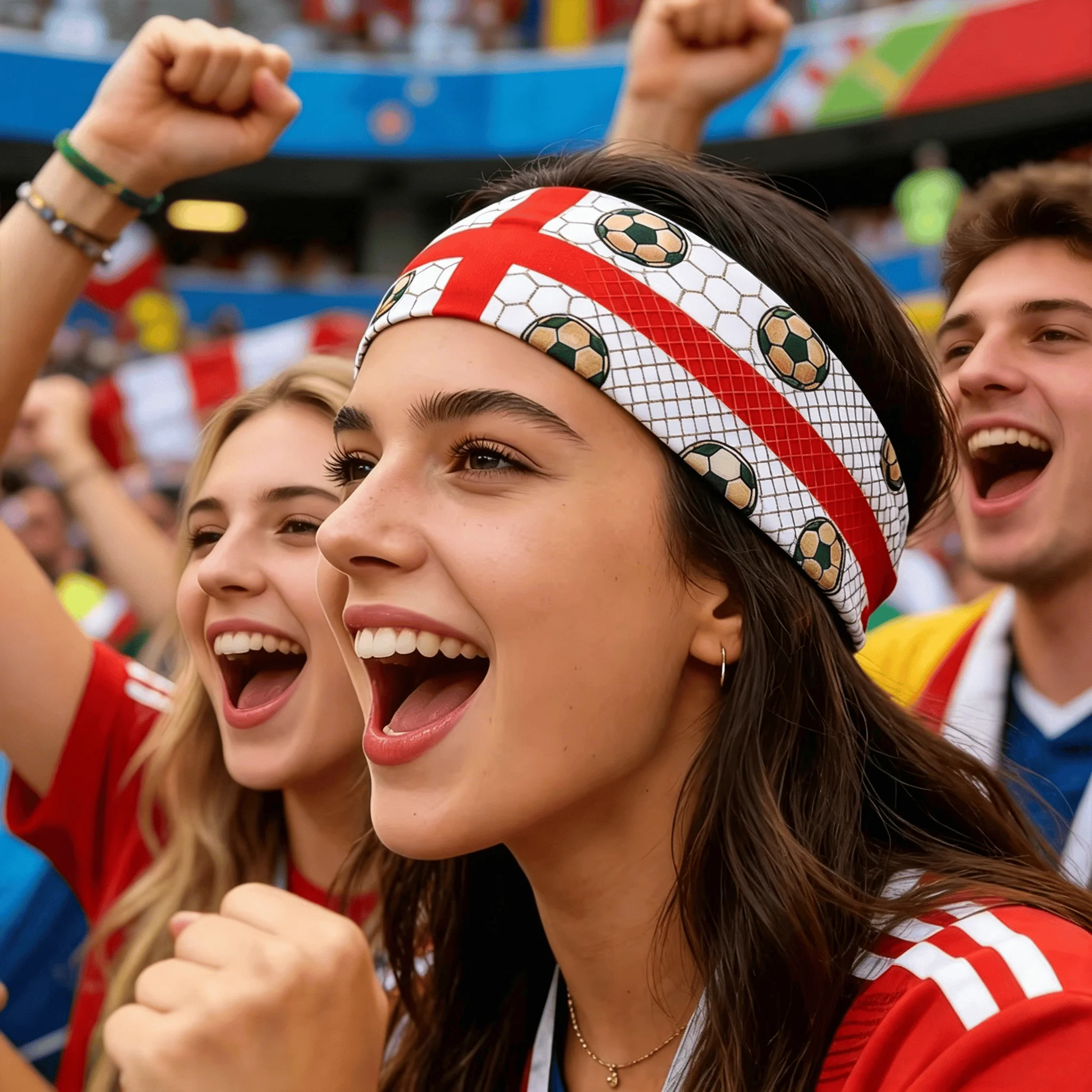 France Italy Argentina England Spain Brazil Printed National Flag Headband Elastic Sports Fan Fitness Outdoor Running Sweat Wrap