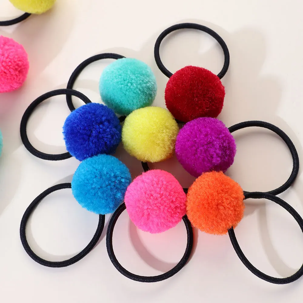 14pcs Pompon Hair Bands for Women Girls Hairband High Elastic Rubber Band Hair Ties Ponytail Holder Scrunchies Accessories