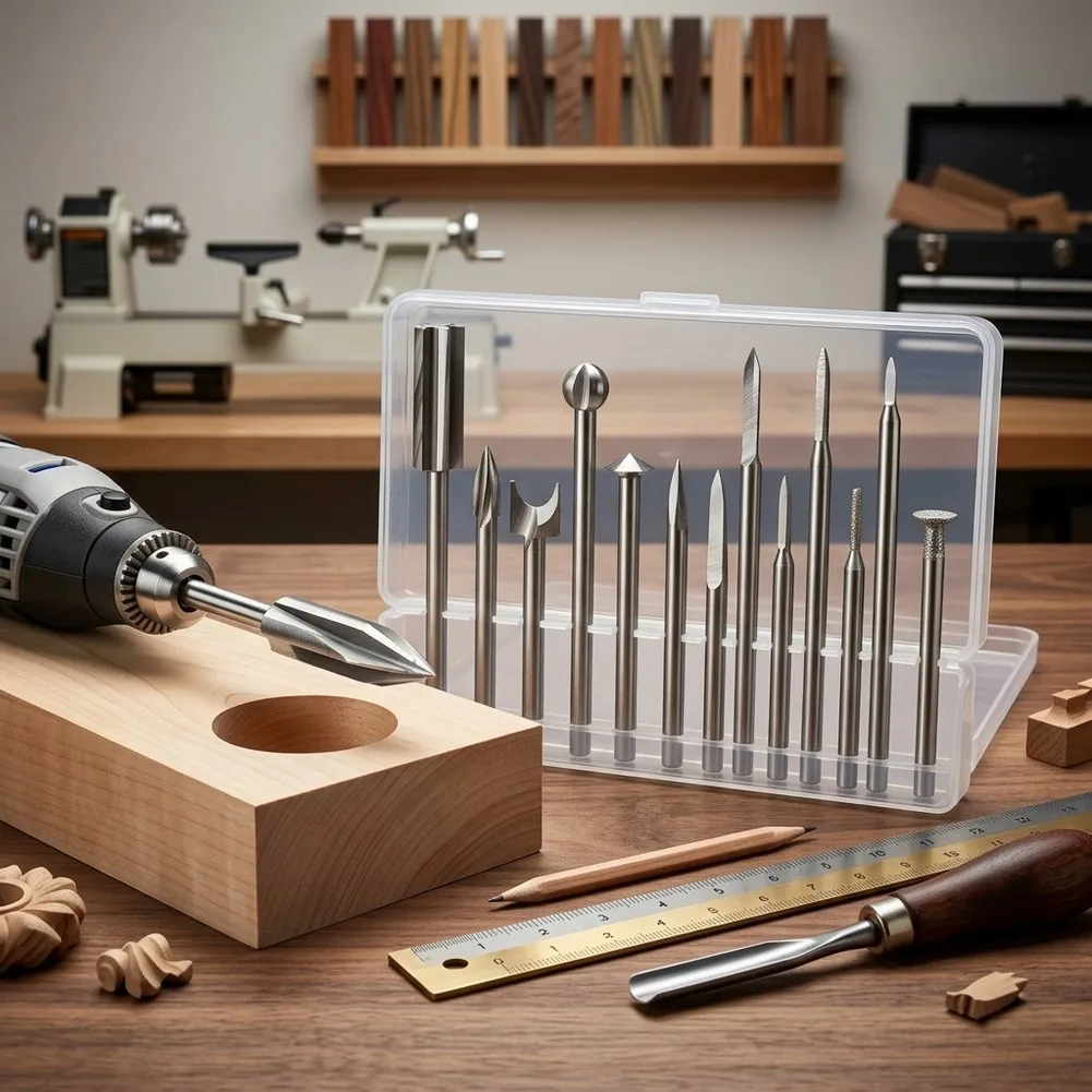 Wood Carving Drill Bits Set 11 Pieces 1/8 inch Shank for Rotary Tools Perfect for Creating Intricate Wood Designs and Cuts