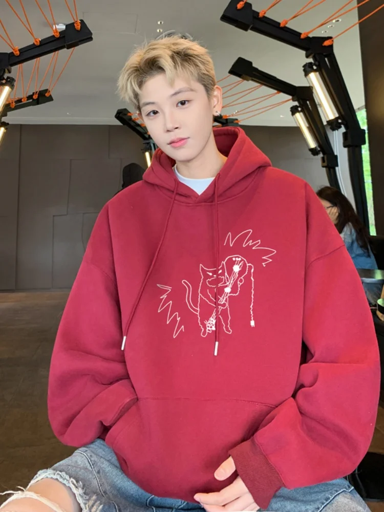 

Heavyweight Hoodie Men's Spring Autumn American Lazy Chic Jacket Teenage Middle School Casual Sports Top Polyester Fiber