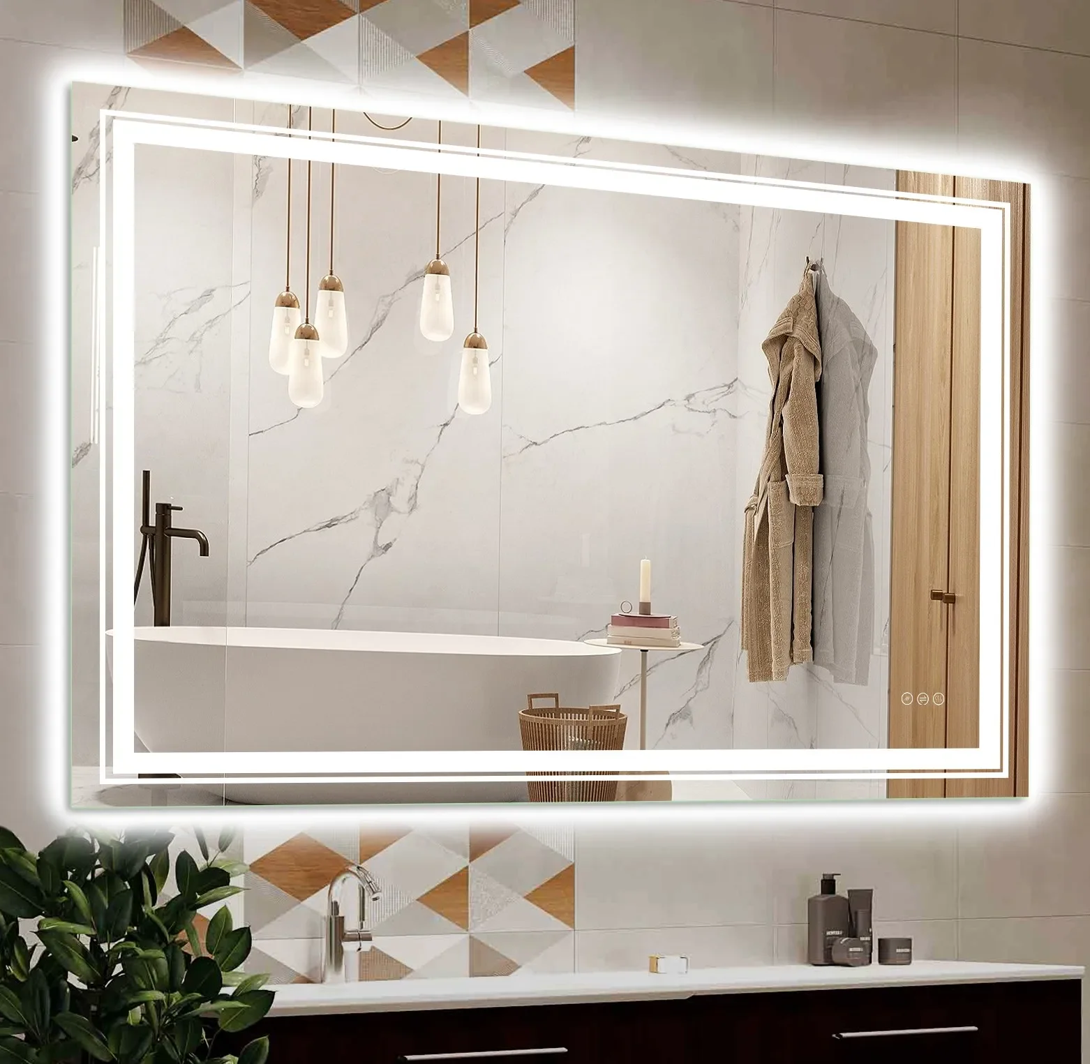 Led Smart Bathroom Mirror / Anti Fog Mirror for Shower  Wall Bathroom Illuminated Miroir LED  Mirror