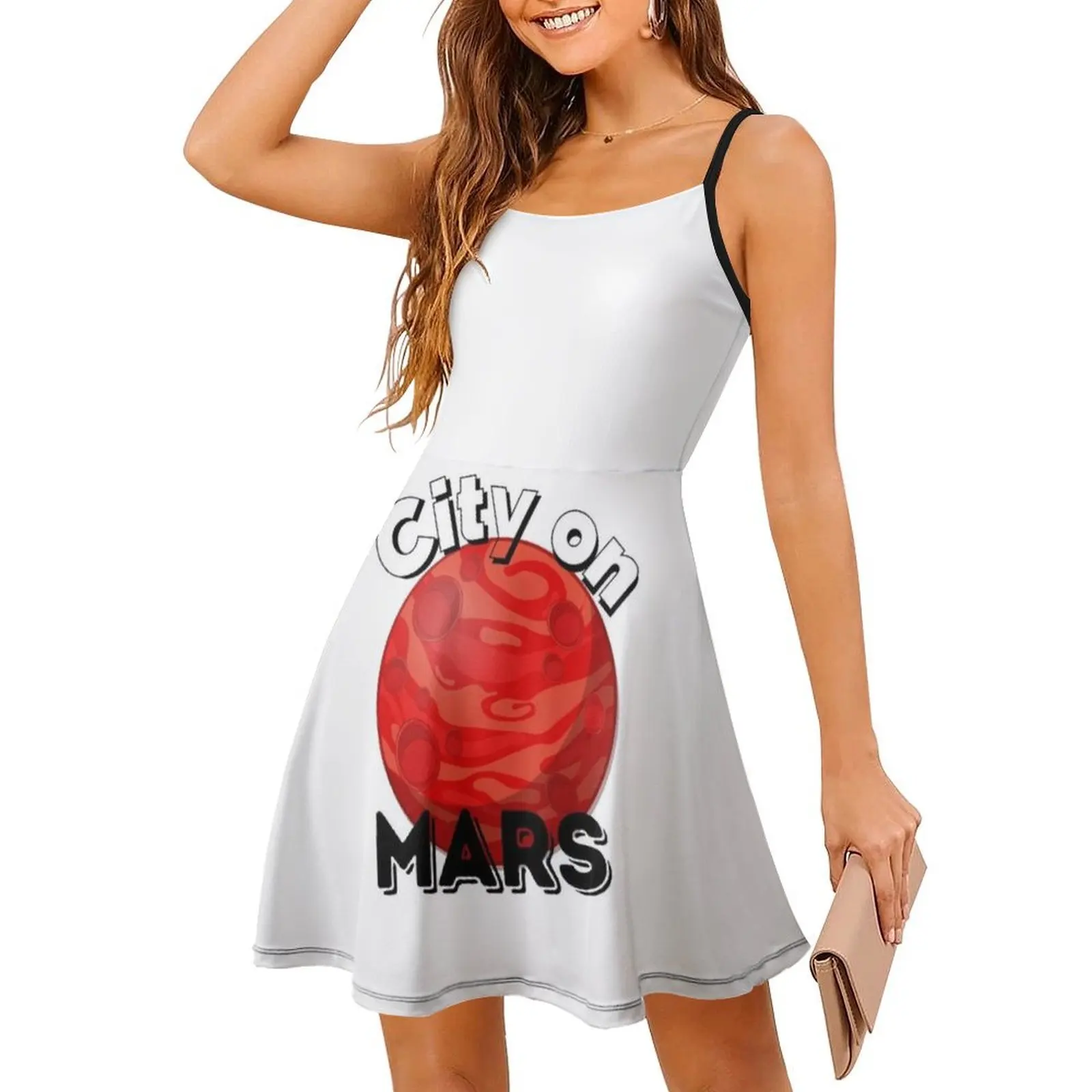 فستان City On Sweetheart ذو فتحة عنق أنيقة للحفلات الصيفية للنساء City On Colony Planet Martian Space فستان نسائي أحمر #3