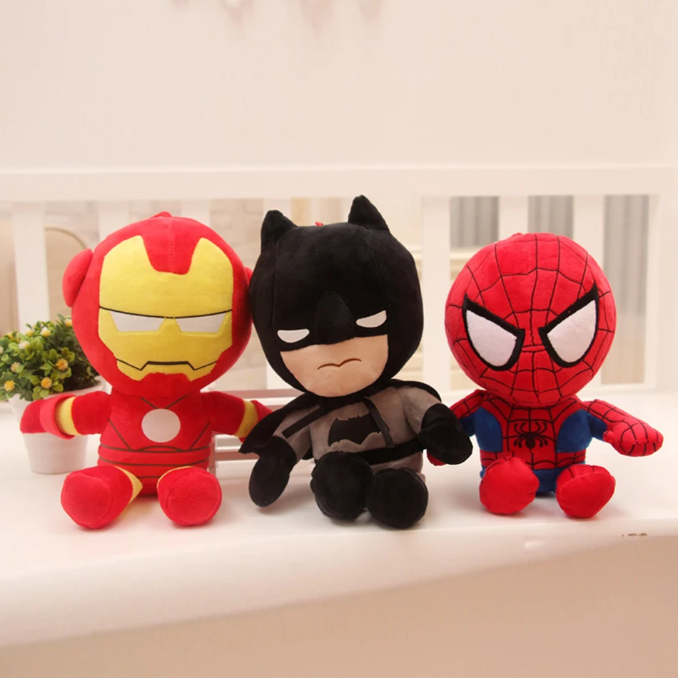 Disney 27cm Marvel Avengers Soft Stuffed Hero Captain America Iron Man Spiderman Plush Toys Movie Dolls Christmas Gifts for Kids