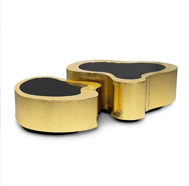 #￥2024 Stainless Steel Shaped Coffee Table Italian Minimalist Small Living Room Creative Convex Design Sense Tempered