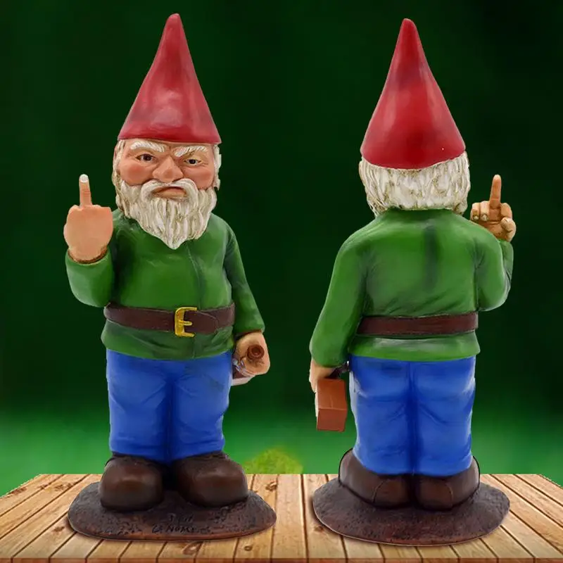 

Outdoor Naughty Garden Drunk Gnome Middle Finger Funny Garden Gnome Go Away Lawn Gnome Statue Garden Dwarf Statue Ornament