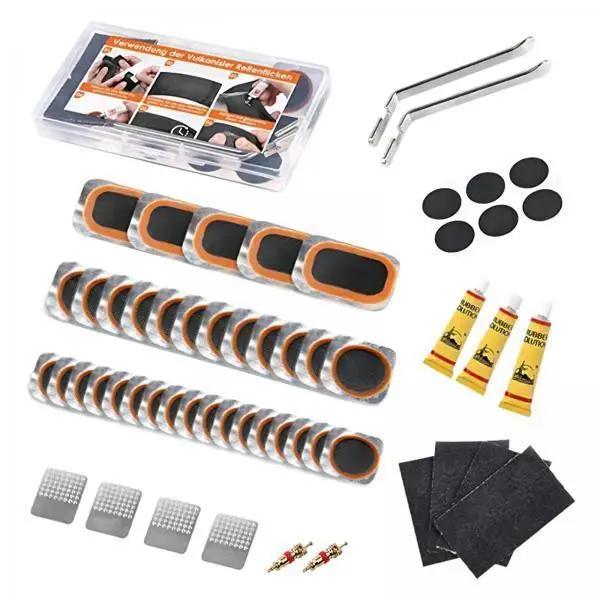 Professional Bicycle Tire Patch Kit Rubber Puncture Repair with Tools for Emergency Road Cycling
