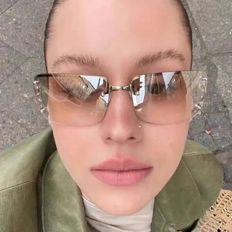 New  Women Sunglasses Luxury Brand Design Fashionable Y2K Sun Glasses Camping Cycling Fishing Retro Frameless Uv400 Men Sunnies - view 3
