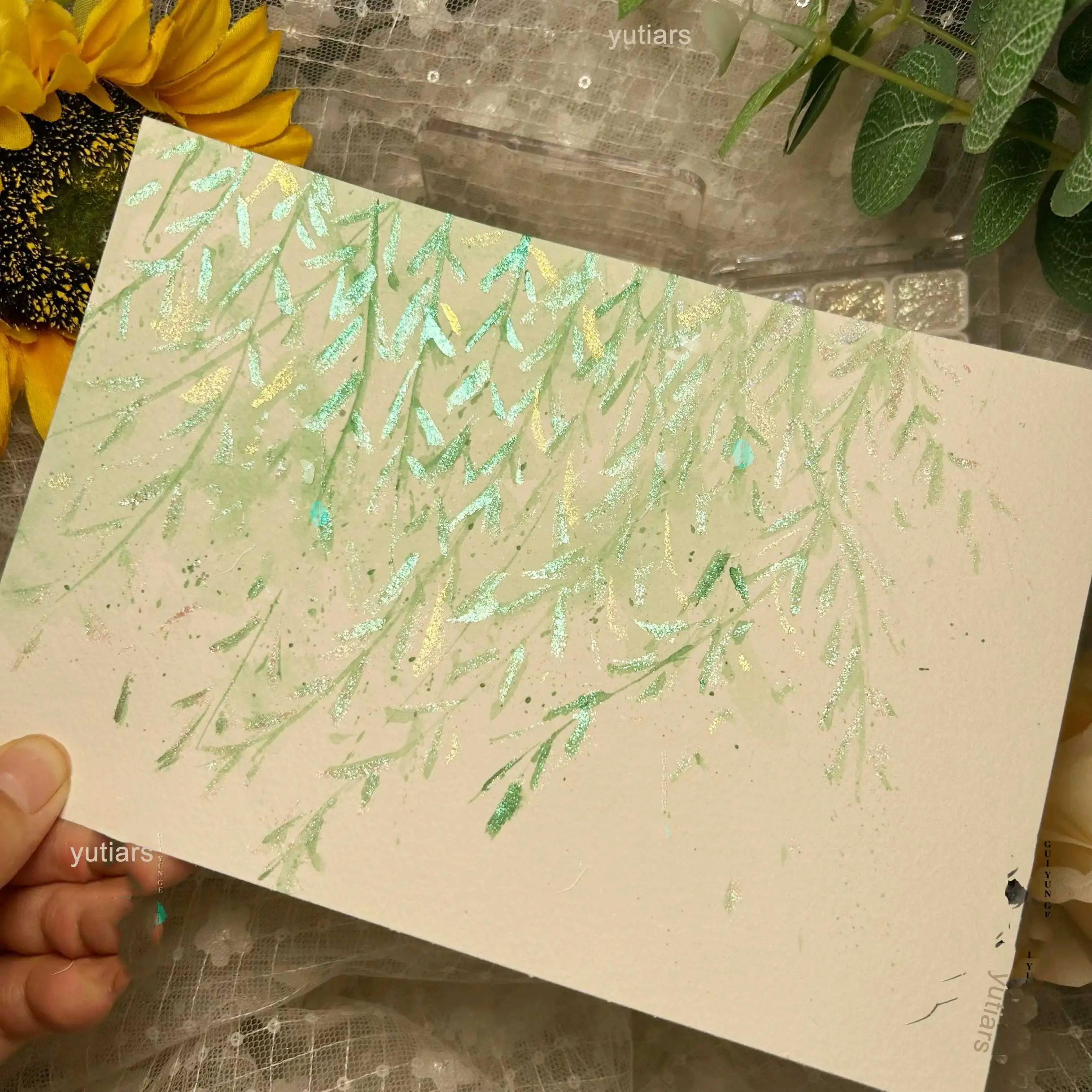 Set di pittura ad acquerello perlescente a 6 colori, kit di pittura artigianale con luccichio metallico per artisti e hobbisti