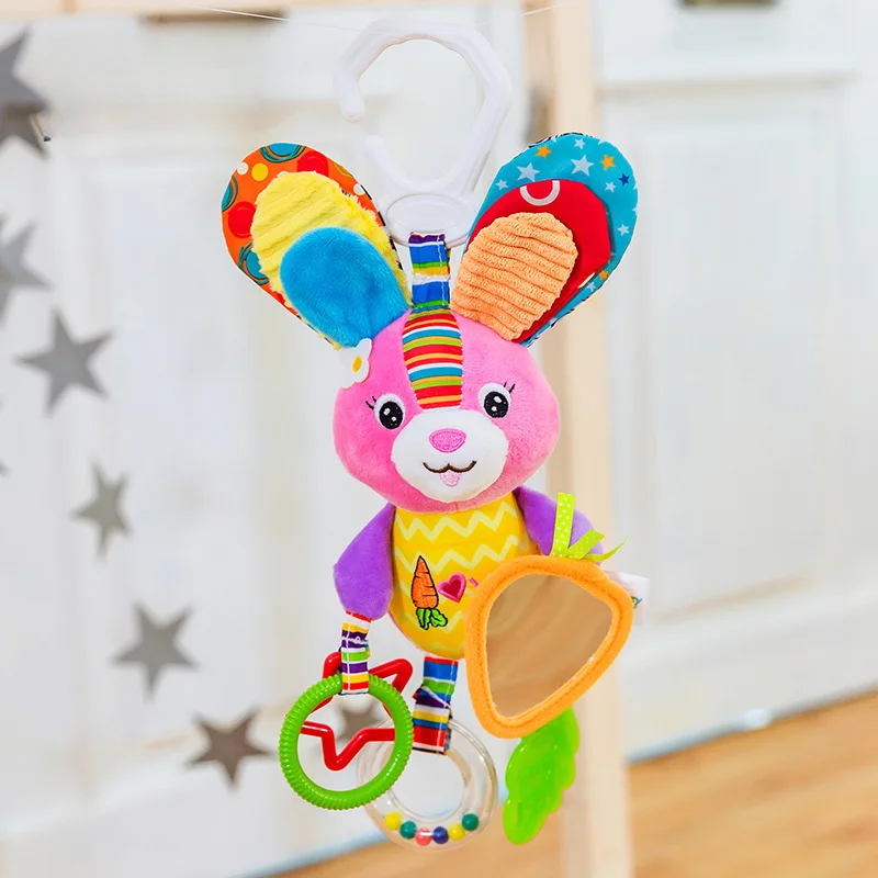 Soft Infant Crib Bed Stroller Mobile Hanging Rattle Baby Educational Toys Brain Developmental Hand Grip Cute Stuffed Animal Toys