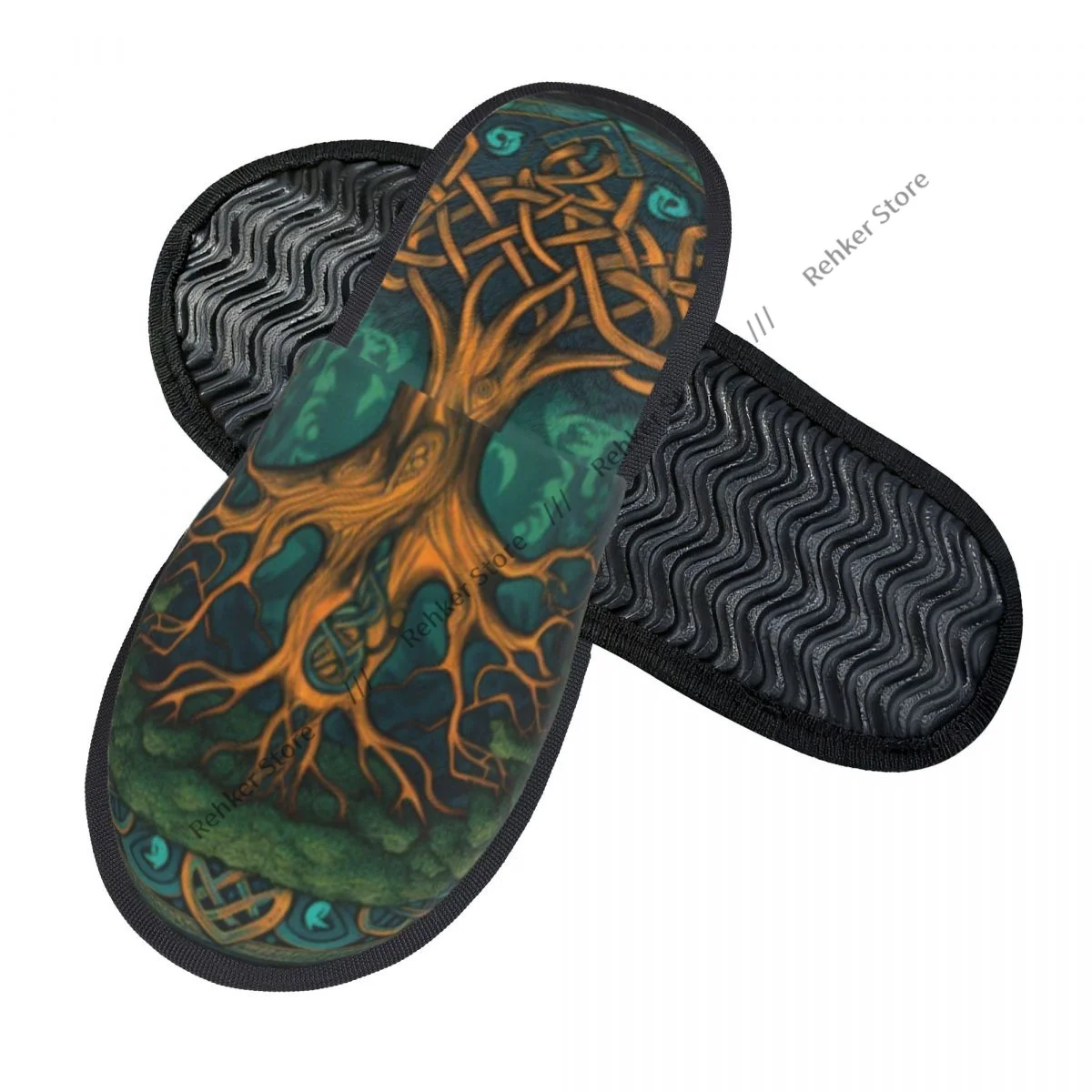 Celtic Tree Of Life And Death Symbol Indoor Slippers Furry Slipper Winter Home Shoes House Flat Closed Toe Slides Flip Flops