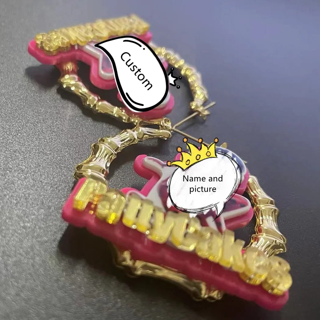 Anting Bambu Nama Kustom Anting Karakter Bayi Akrilik Anting Nama Bambu Perhiasan Anak Kartun Hadiah Lucu Anak Perempuan