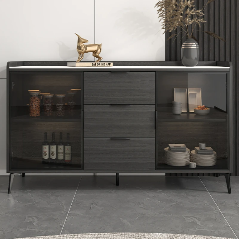 

Modern and minimalist dining cabinet, light and luxurious wine integrated, wall facing, home living room, Nordic style