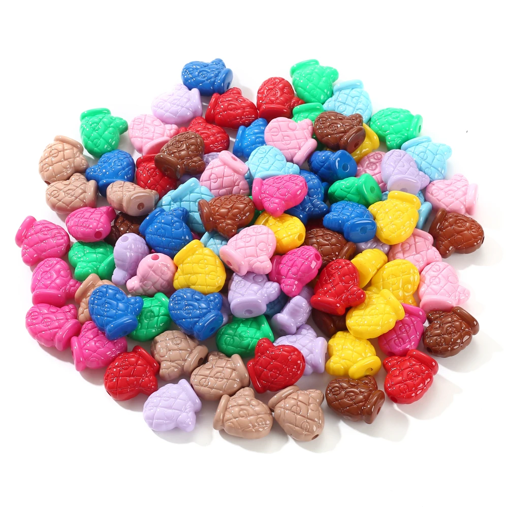 20Pcs Handmade Acrylic Beads 19x20mm Colorful Glove Shape Spacer Beads For Jewelry Accessories DIY Bracelet Necklace Making