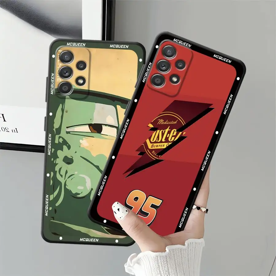 Disney Saetta McQueen Custodia per Samsung Galaxy A24 A55 A35 A41 A36 A32 A51 A73 A22 A52 A26 A72 A23 A53 A25 A71 Nero Morbido