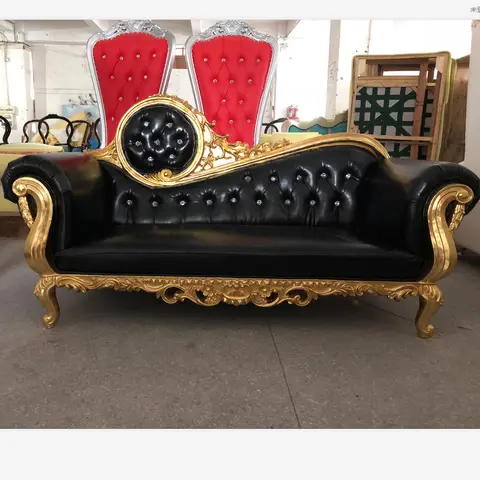 Luxury Party Furniture Hot selling Black Royal King Throne Chair Queen Sofa For Wedding