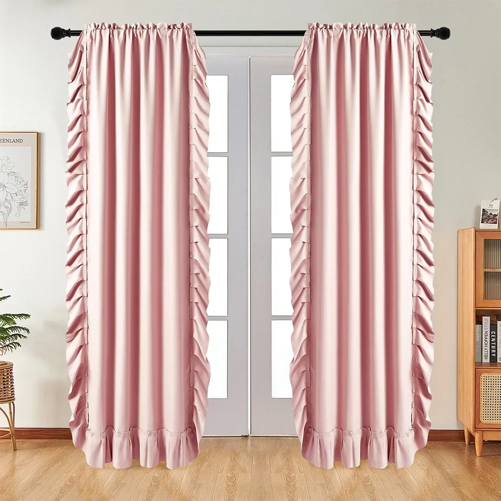 LEEJOOM European Style Village Ruffled Curtain for French Curtain Window Blinds Drapes Home Decor 1P