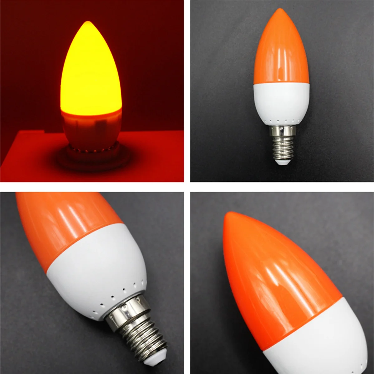 ONCE 4X E14 LED Color Candle Tip Bulb, Color Candle Light,Red