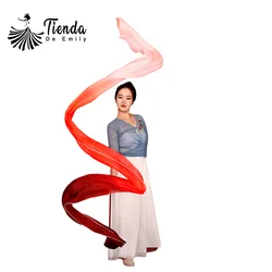 Dance Streamer Gymnastics Dancer Ribbons Bellydance Real Silk Veil Throw with Rod for Talent Shows Ballet Artistic Dancing Skate