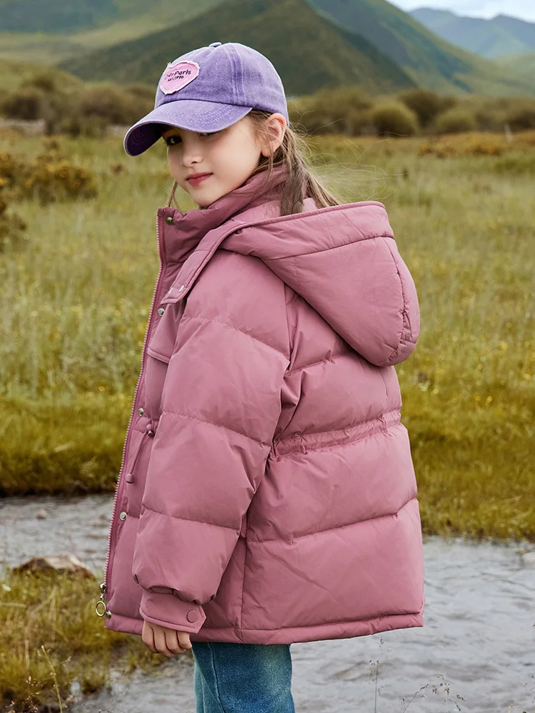 

2025 Winter New Boys White Duck Down Jacket Children's Midium Long Parka Coat Warm Hooded Slim Jacket For Kids TR275