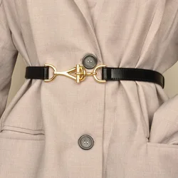 Ceinture fine en cuir pour femme, sangle de taille en métal, marque de luxe, designer féminin, surintendant, ceinture de décoration, nouveau