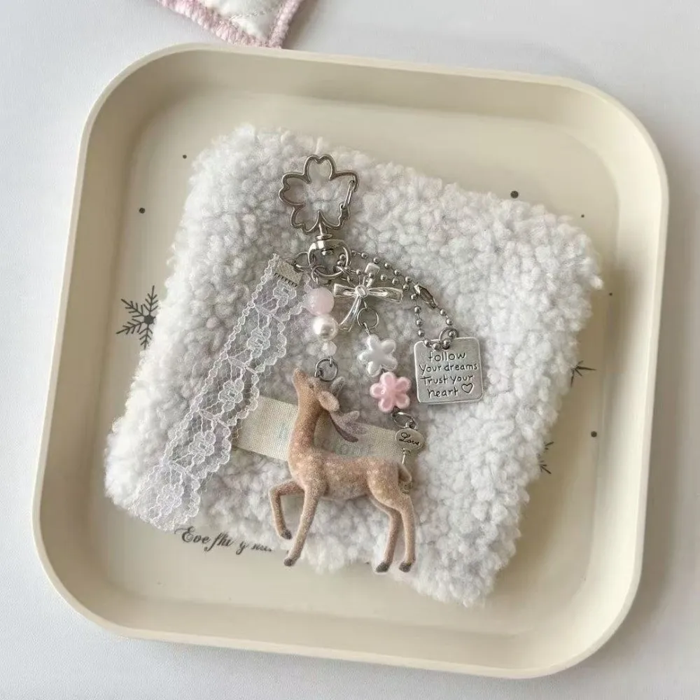 Cute Portable Deer Keychain 11.5cm Length Korean Style DIY Bead Case Handmade Bag Pendant image 5