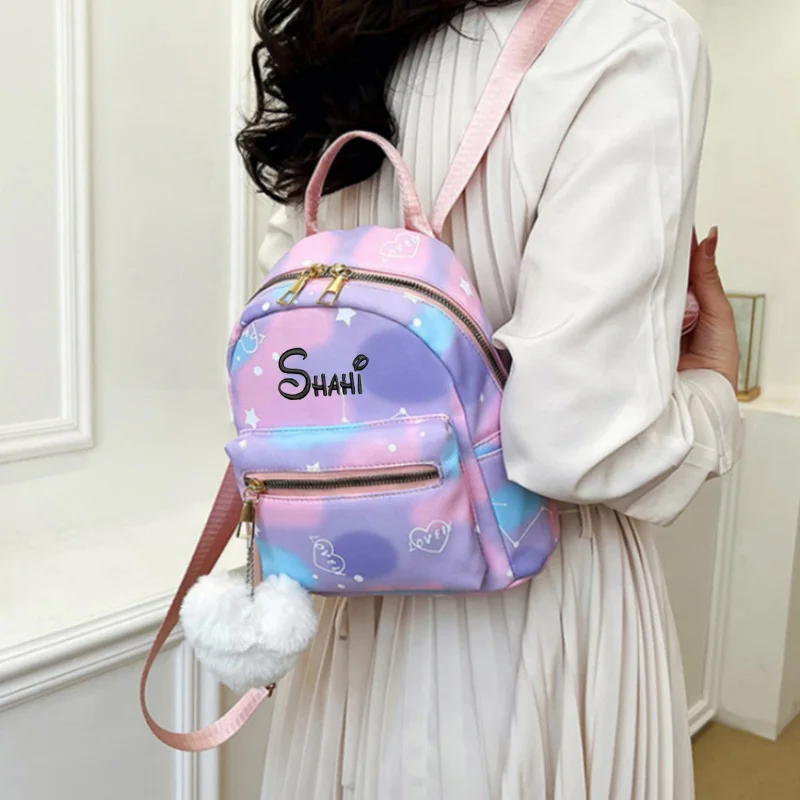 Personalized Nylon Cloth Backpack With Large Capacity And Versatility, Casual Small And Fresh Candy Color Texture Handbag