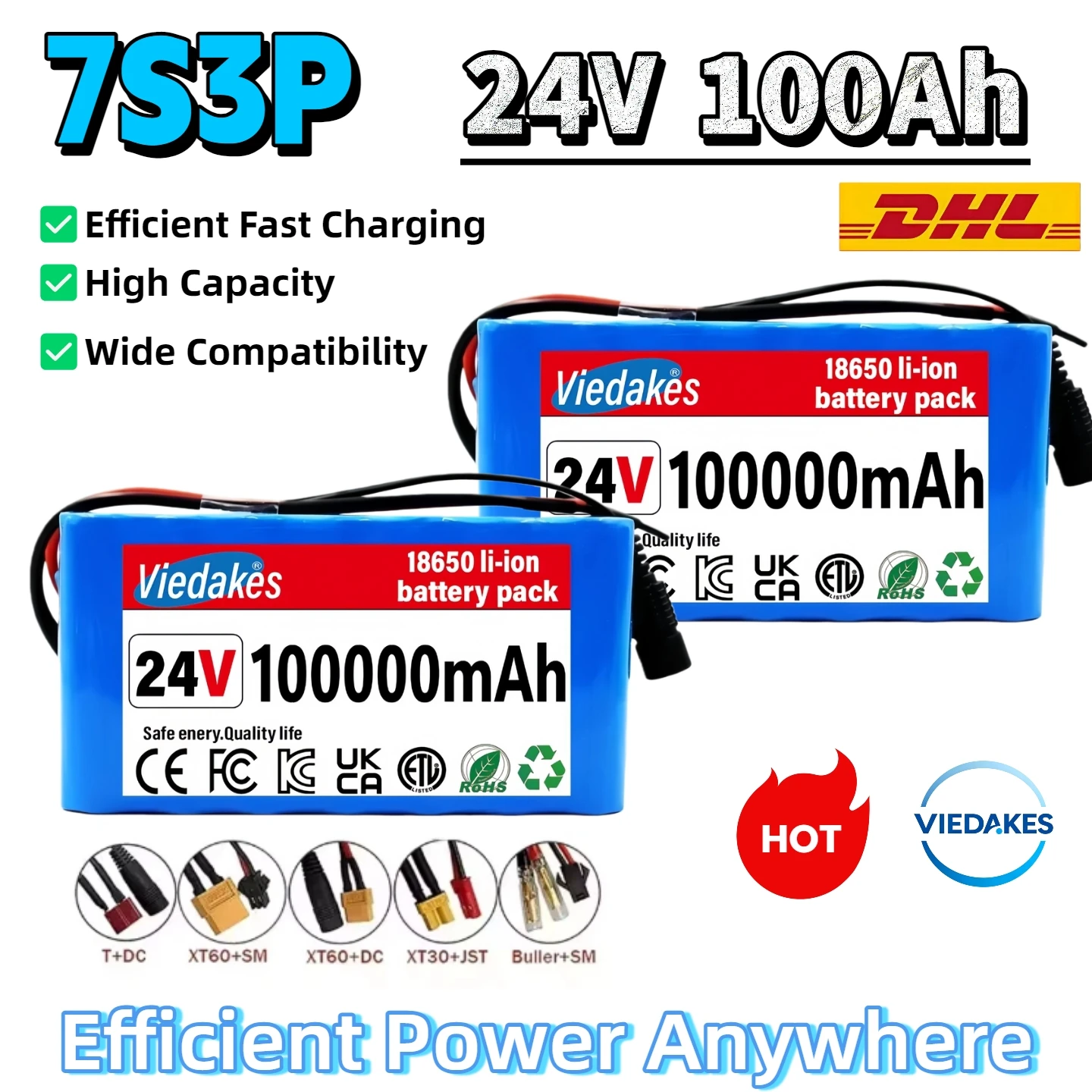 

24V 100Ah 7S3P 18650 24V 100000mAh Li-ion Battery Pack for wheelchairs power Li-ion Replacement Battery + 2A Charger